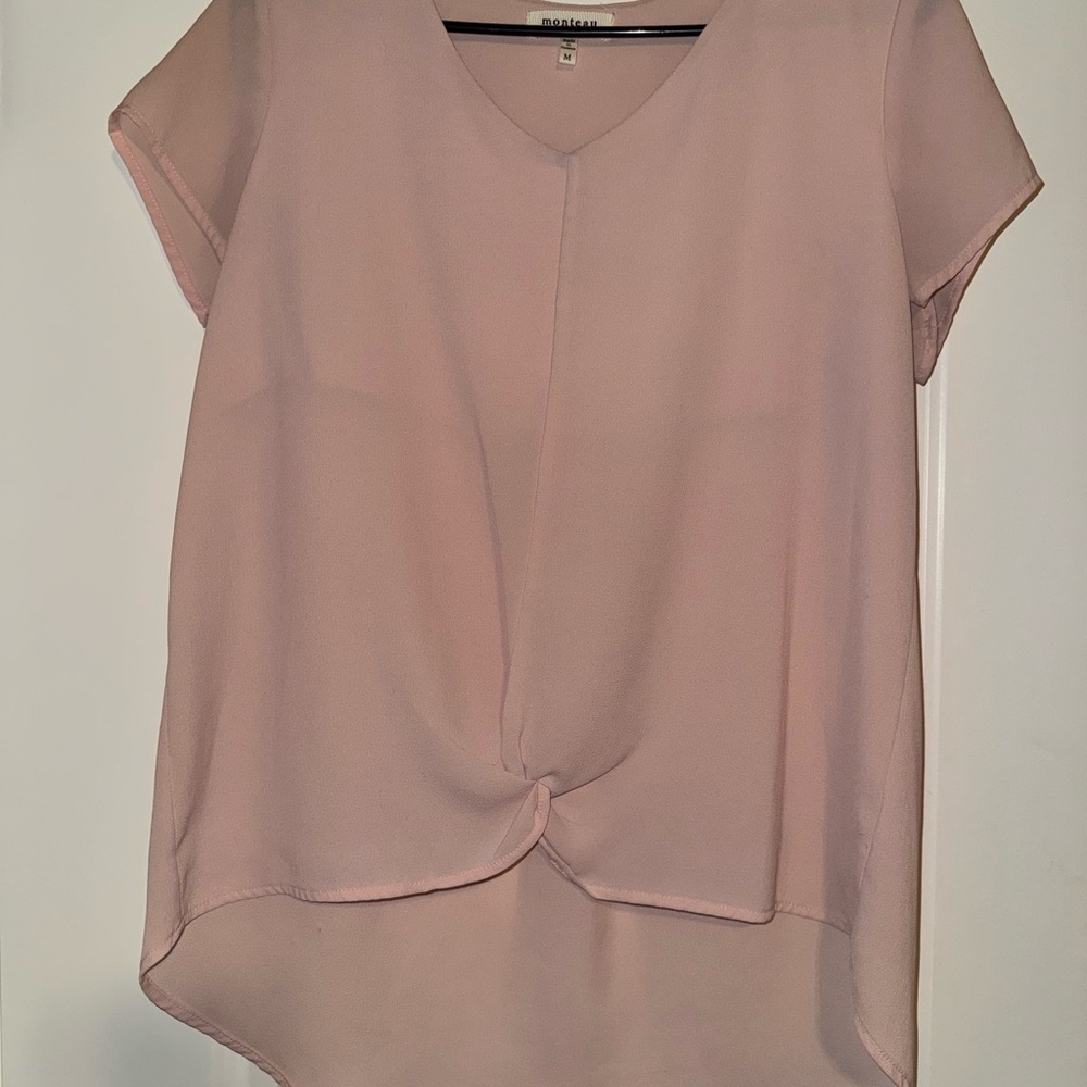 Monteau Blush Pink Twist Front Blouse